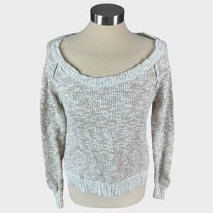 O'Neill XS High Low Sweater Cream Beige Scoop Neck Slouchy